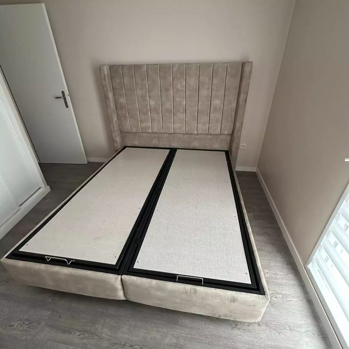 Lit Coffre Tokyo Velours Beige